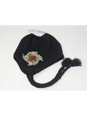 Burton One Size  Earflap Tassel Hat Embroidered Reason Beanie Black